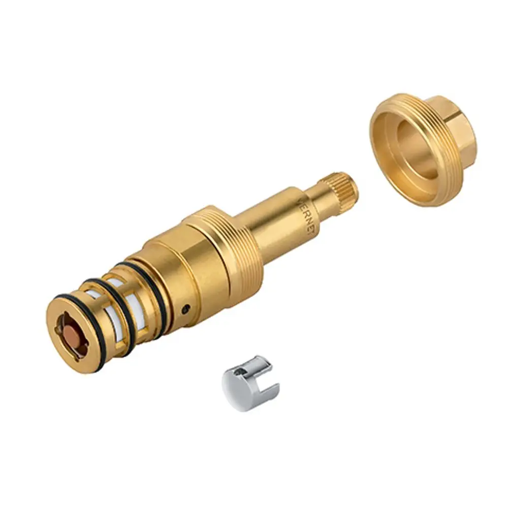 Temperaturregeleinheit von Kludi, bestehend aus einem zentralen Metallkörper mit Dichtungen und einem zusätzlichen Montageelement.